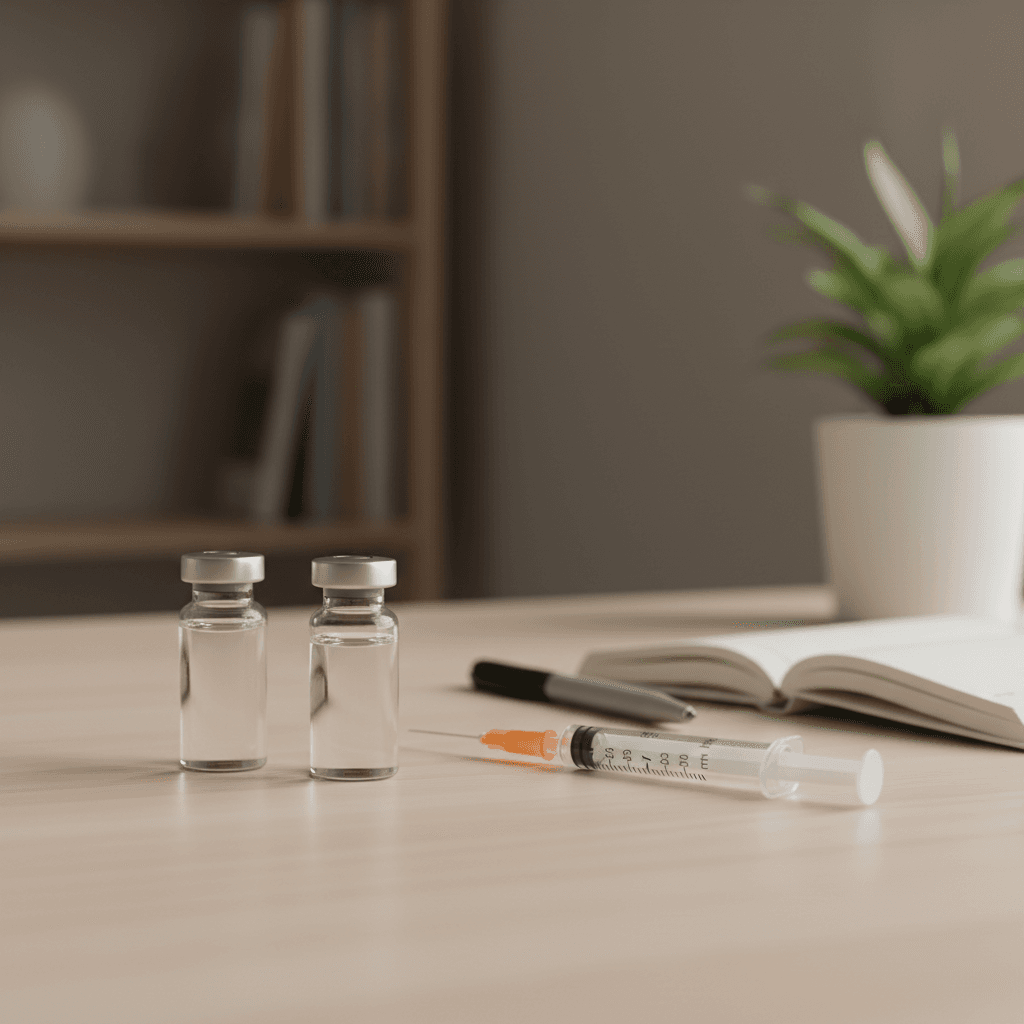 Photograph illustrating retatrutide research: dosing protocols, reconstitution, and study insights
